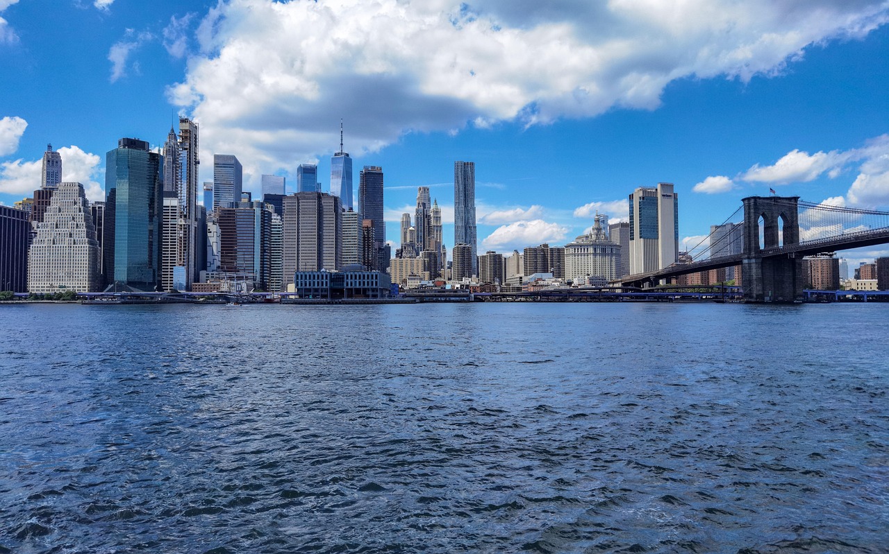 Skyline van Lower Manhattan; illustratief beeld